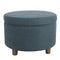 Fabric Upholstered Wooden Ottoman with Lift Off Lid Storage, Teal Blue