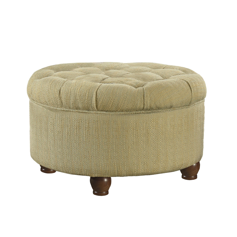 Fabric Upholstered Wooden Ottoman with Tufted Lift Off Lid Storage, Beige and Brown