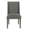 Fabric Upholstered Wooden Parson Dining Chairs with High Wingback Design, Dark Gray, Set of Two-Dining Chairs-Dark Gray-Wood and Fabric-JadeMoghul Inc.