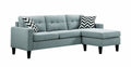 Fabric Upholstered Wooden Sectional with Button Tufted Back and Contrast Pillows, Gray and Black-Sofas Sectionals & Loveseats-Gray and Black-Fabric and Wood-JadeMoghul Inc.