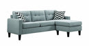 Fabric Upholstered Wooden Sectional with Button Tufted Back and Contrast Pillows, Gray and Black-Sofas Sectionals & Loveseats-Gray and Black-Fabric and Wood-JadeMoghul Inc.