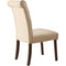 Fabric Upholstered Wooden Side Chair with Button Tufted Back, Beige and Brown-Accent Chairs-Beige and Brown-Wood and Fabric-JadeMoghul Inc.