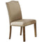 Fabric Upholstered Wooden Side Chair with Camel Back, Set of 2, Beige and Brown-Accent Chairs-Beige and Brown-Wood and Fabric-JadeMoghul Inc.