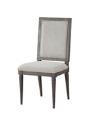 Fabric Upholstered Wooden Side Chair with Cushioned Seating and Tapered Legs, Set of 2, Gray-Dining Chairs-Gray-Wood, Fabric-JadeMoghul Inc.