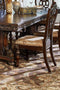 Fabric Upholstered Wooden Side Chair With Intricate Back, Set of 2 , Cherry Brown-Accent Chairs-Brown-Wood and Fabric-JadeMoghul Inc.