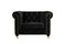 Fabric Upholstered Wooden Sofa Chair with Nail Head Trim and Steel Casters, Black-Sofa & Sectionals-Black-Wood Velvet Fabric and Steel-JadeMoghul Inc.