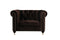 Fabric Upholstered Wooden Sofa Chair with Nail Head Trim and Steel Casters, Brown-Sofa & Sectionals-Brown-Wood Velvet Fabric and Steel-JadeMoghul Inc.