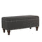 Fabric Upholstered Wooden Storage Bench With Nail head Trim, Large, Dark Gray and Brown-Dining Benches-Dark Gray and Brown-Polyester, Wood and Plywood-JadeMoghul Inc.