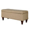 Fabric Upholstered Wooden Storage Bench With Nail head Trim, Large, Tan Brown-Dining Benches-Brown-Polyester, Wood and Plywood-JadeMoghul Inc.