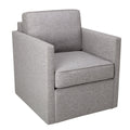 Fabric Upholstered Wooden Swivel Accent Chair, Gray-Accent Chairs-Gray-Wood and Fabric-JadeMoghul Inc.