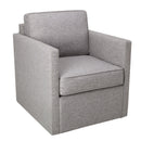 Fabric Upholstered Wooden Swivel Accent Chair, Gray-Accent Chairs-Gray-Wood and Fabric-JadeMoghul Inc.
