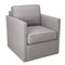 Fabric Upholstered Wooden Swivel Accent Chair, Gray-Accent Chairs-Gray-Wood and Fabric-JadeMoghul Inc.