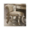 Fabric Upholstered Wooden Vanity Stool with Tufted Back, Gold & Bone White-Accent Stools-Gold & White-Wood & Fabric-JadeMoghul Inc.