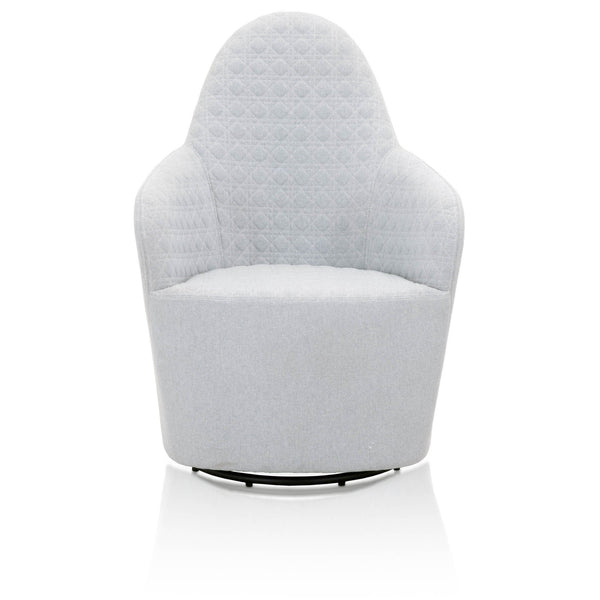 Fabric Upholstery Accent Chair With Metal Swivel Base, Gray-Accent Chairs-Gray-Fabric and Metal-JadeMoghul Inc.