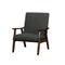 Fabric Upholstery Accent Chair with Wooden Curved Arms and Slanted Feet, Dark Gray and Brown-Accent Chairs-Gray and Brown-Wood and Fabric-JadeMoghul Inc.