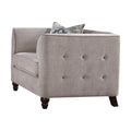 Fabric Upholstery Chair With Button Tufted Backrest And Sides, Light Gray-Accent Chairs-Gray-Wood Fabric-JadeMoghul Inc.