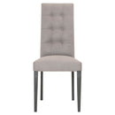 Fabric Upholstery Dining Chair With Button Tufted Back, Gray, Set Of Two-Dining Chairs-Gray-Acrylic and Synthetic Fabric-JadeMoghul Inc.