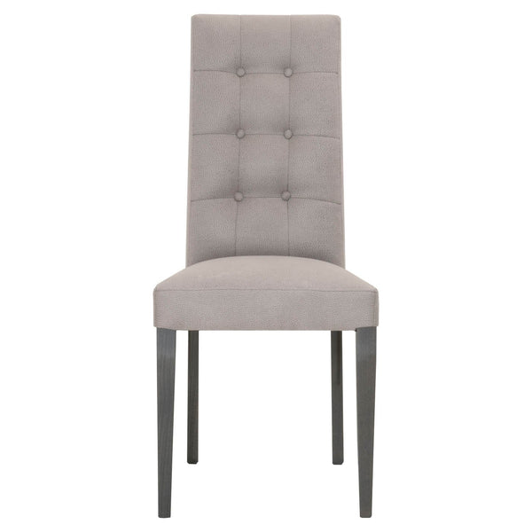 Fabric Upholstery Dining Chair With Button Tufted Back, Gray, Set Of Two-Dining Chairs-Gray-Acrylic and Synthetic Fabric-JadeMoghul Inc.