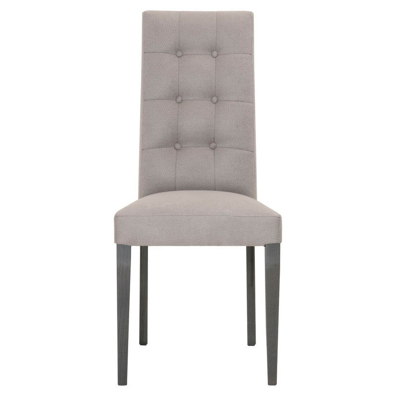 Fabric Upholstery Dining Chair With Button Tufted Back, Gray, Set Of Two-Dining Chairs-Gray-Acrylic and Synthetic Fabric-JadeMoghul Inc.