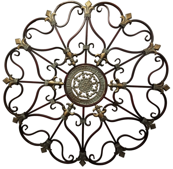 Fabulous Metal Wall Decor with Intricate Design, Bronze-Metal Wall Art-Brown , Bronze Look-Metal Alloy-JadeMoghul Inc.