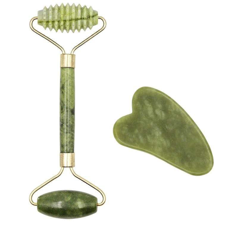 Facial Massage Roller Guasha Board Double Heads Jade Stone Face Lift Body Skin Relaxation Slimming Beauty Neck Thin Lift AExp