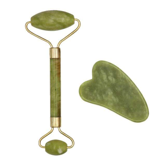 Facial Massage Roller Guasha Board Double Heads Jade Stone Face Lift Body Skin Relaxation Slimming Beauty Neck Thin Lift AExp