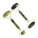 Facial Massage Roller Guasha Scraping Board Set Double Heads Jade Stone Face Massager Lift Body Slim Neck Thin Lift Tools AExp