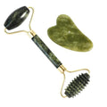 Facial Massage Roller Guasha Scraping Board Set Double Heads Jade Stone Face Massager Lift Body Slim Neck Thin Lift Tools AExp