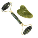 Facial Massage Roller Guasha Scraping Board Set Double Heads Jade Stone Face Massager Lift Body Slim Neck Thin Lift Tools AExp