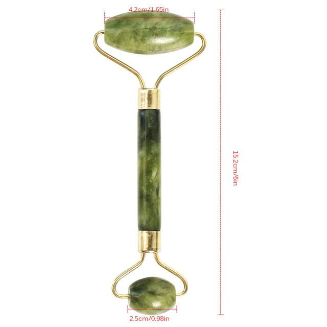 Facial Massage Roller Guasha Scraping Board Set Double Heads Jade Stone Face Massager Lift Body Slim Neck Thin Lift Tools AExp
