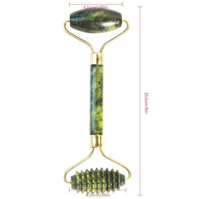 Facial Massage Roller Guasha Scraping Board Set Double Heads Jade Stone Face Massager Lift Body Slim Neck Thin Lift Tools AExp
