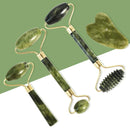 Facial Massage Roller Guasha Scraping Board Set Double Heads Jade Stone Face Massager Lift Body Slim Neck Thin Lift Tools AExp