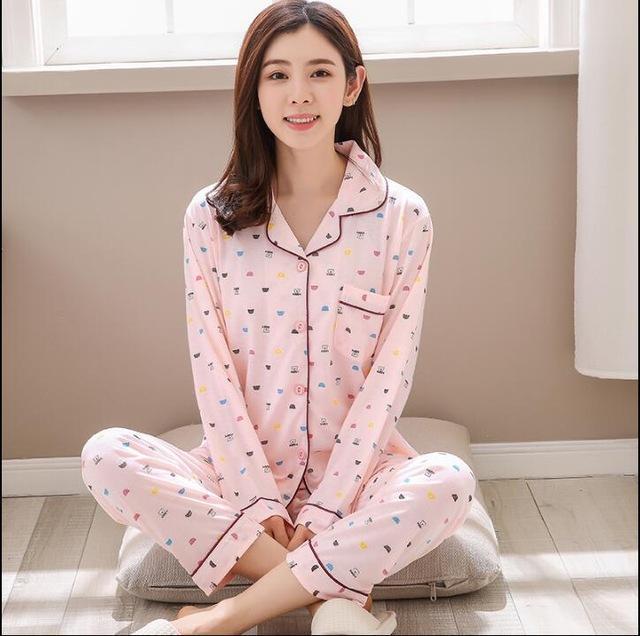 Factory Sale 2018 WAVMIT Women Pajamas Suits Lovely Home Wear long Sleeve cottonPyjamas Comfortable Girl Pijamas Mujer Sleepwear-C Q 2207-XL-JadeMoghul Inc.