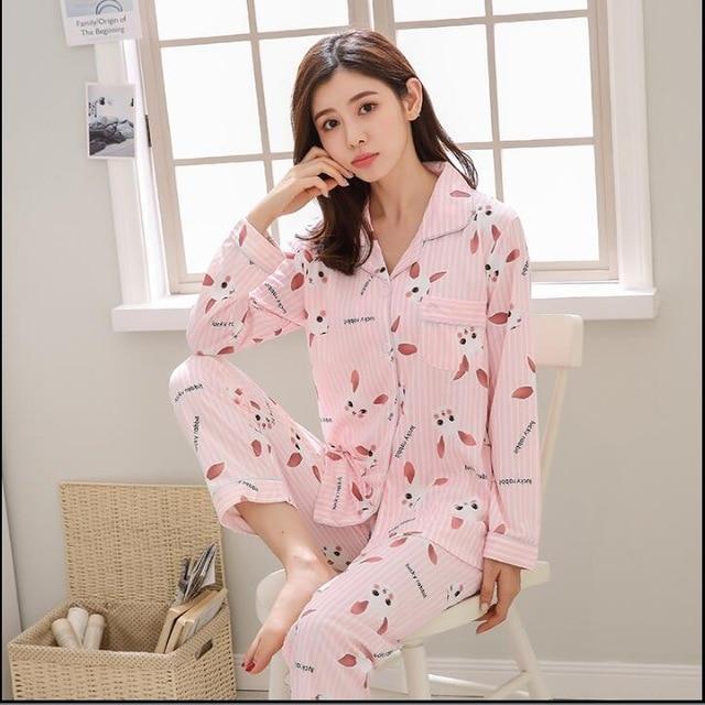 Factory Sale 2018 WAVMIT Women Pajamas Suits Lovely Home Wear long Sleeve cottonPyjamas Comfortable Girl Pijamas Mujer Sleepwear-C Q 3812-XL-JadeMoghul Inc.