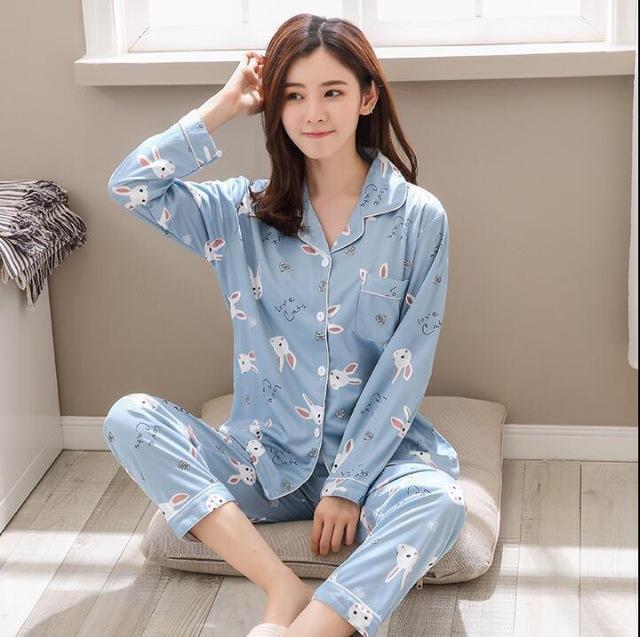 Factory Sale 2018 WAVMIT Women Pajamas Suits Lovely Home Wear long Sleeve cottonPyjamas Comfortable Girl Pijamas Mujer Sleepwear-C Q 3822-XL-JadeMoghul Inc.