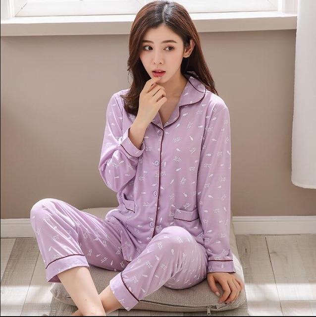 Factory Sale 2018 WAVMIT Women Pajamas Suits Lovely Home Wear long Sleeve cottonPyjamas Comfortable Girl Pijamas Mujer Sleepwear-C Q2206 ZI-XL-JadeMoghul Inc.