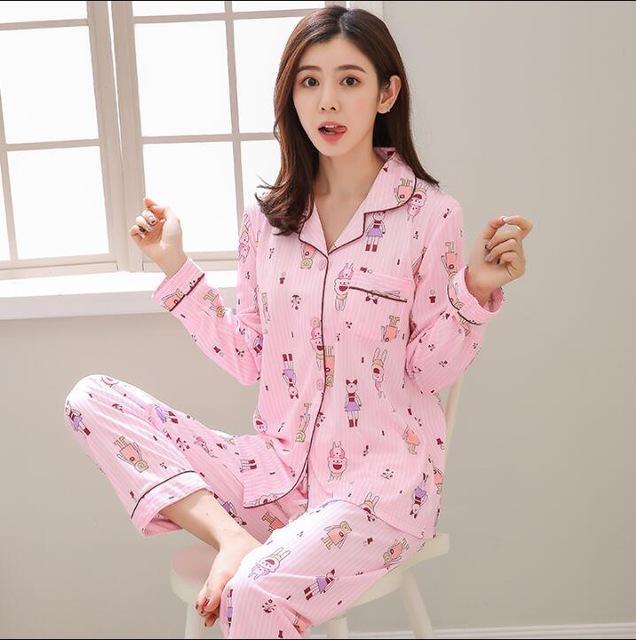 Factory Sale 2018 WAVMIT Women Pajamas Suits Lovely Home Wear long Sleeve cottonPyjamas Comfortable Girl Pijamas Mujer Sleepwear-CQ 3814-XL-JadeMoghul Inc.