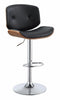 Faddish Adjustable Stool with Swivel, Black & Walnut Brown-Bar Stools and Counter Stools-Black & Walnut Brown-PU Wood Metal Gas Lift-JadeMoghul Inc.