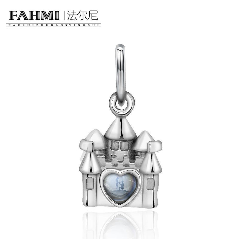 FAHMI 100% 925 Sterling Silver Original Charm Retro Castle Courtship Valentine's Day Small Pendant Elegant Women's Jewelry Gift--JadeMoghul Inc.