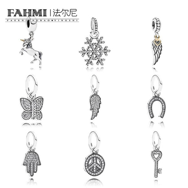 FAHMI New Women's Fashion 925 Sterling Silver Jewelry Snowflake Pendant Necklace Cute Gift Girls Lady y Horse Heart shaped key-Green-JadeMoghul Inc.