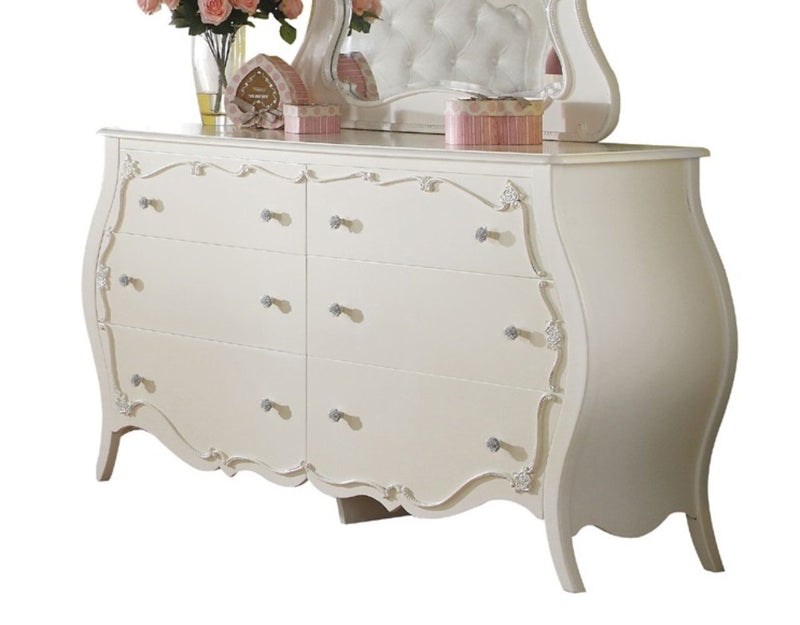 Fairy Look Dresser, Pearl White-Dressers-White-Pine wood-JadeMoghul Inc.