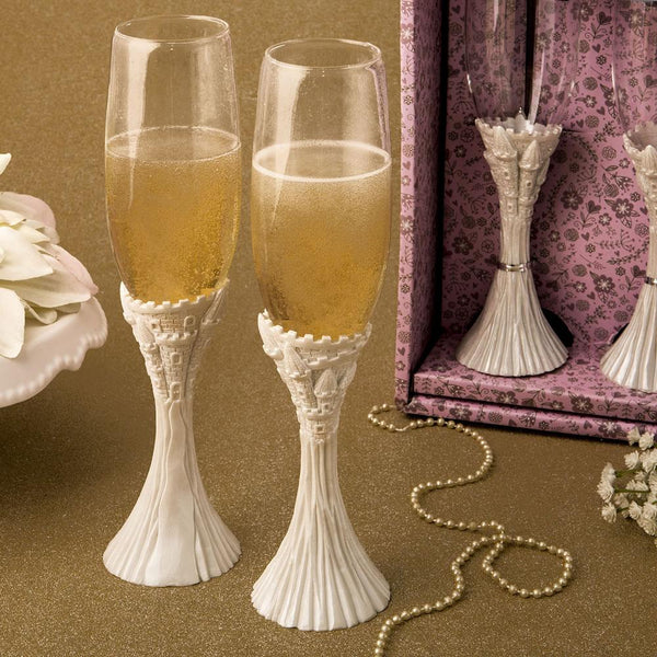 Fairytale design / Cinderella theme flute champagne set-Wedding Cake Accessories-JadeMoghul Inc.