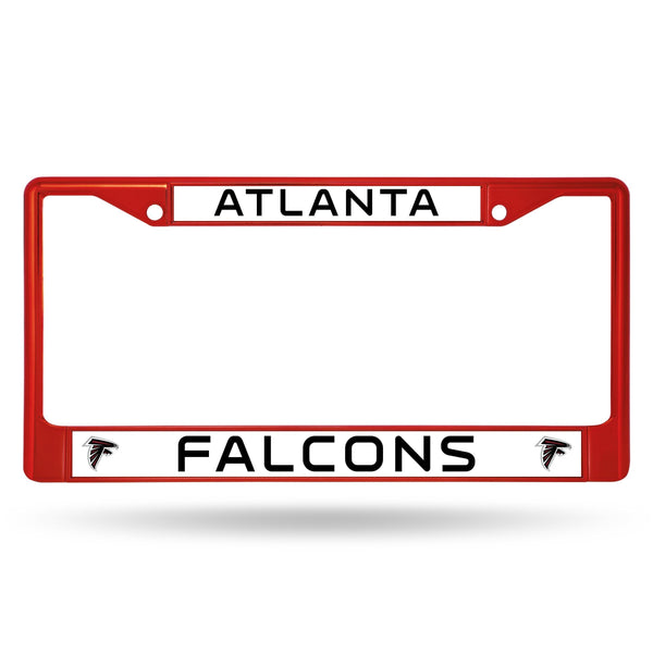 Cute License Plate Frames Falcons Red Colored Chrome Frame