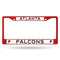 Cute License Plate Frames Falcons Red Colored Chrome Frame