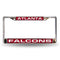 Honda License Plate Frame Falcons Red Laser Chrome Frame