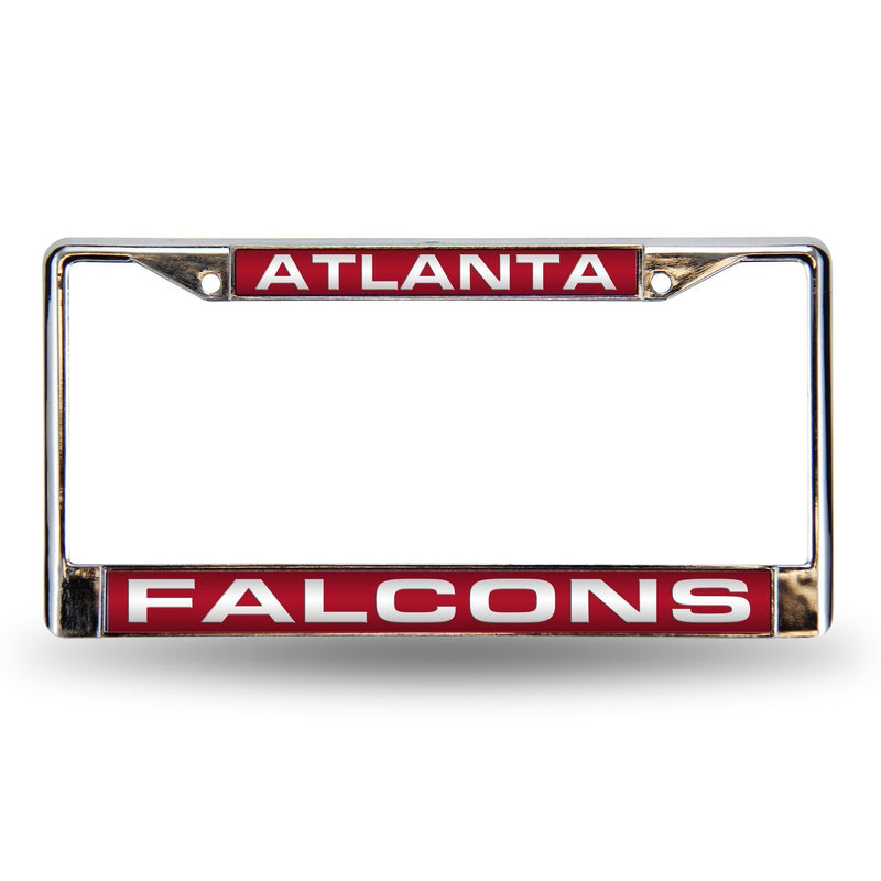 Honda License Plate Frame Falcons Red Laser Chrome Frame