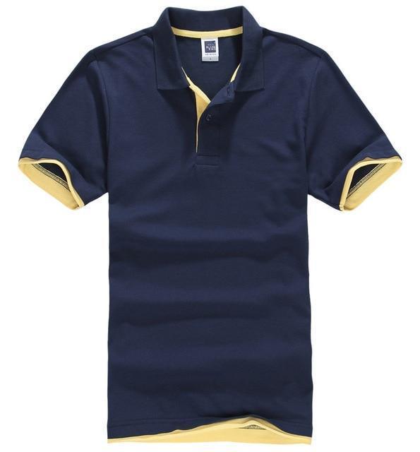 FALIZA 2018 New Brand Camisa Polos Shirt Men Design Breathable Cotton Casual Short Sleeve Mens Polos Shirts Plus Size XXXL TX107-Navy Yellow-S-JadeMoghul Inc.