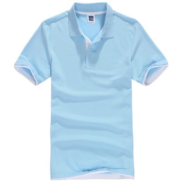 FALIZA 2018 New Brand Camisa Polos Shirt Men Design Breathable Cotton Casual Short Sleeve Mens Polos Shirts Plus Size XXXL TX107-Sky Blue White-S-JadeMoghul Inc.