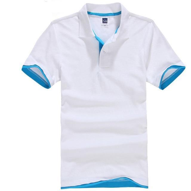 FALIZA 2018 New Brand Camisa Polos Shirt Men Design Breathable Cotton Casual Short Sleeve Mens Polos Shirts Plus Size XXXL TX107-White Light Blue-S-JadeMoghul Inc.