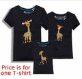 Family Look Animals Giraffe T Shirts Summer Family Matching Clothes Father Mother Kids Outfits Cotton Tees Free Shipping 5XL-Black-Female S-JadeMoghul Inc.